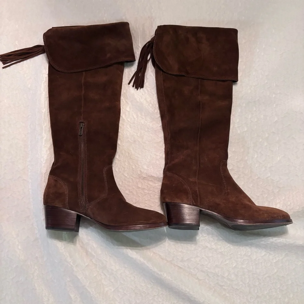 Frye Clara Brown Suede Over-the-Knee Boots | Bohemian Western Vintage, Sz 8.5‎